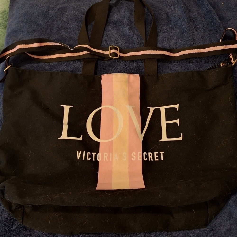 Victoria's Secret Black and Pink Bag Large